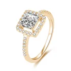 POLIVA Jewelry Wedding Rings Women 925 Sterling Silver 18K Gold Plated Square Cubic Zircon Engagement Ring Diamond