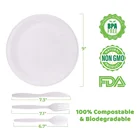 EcoNewLeaf Biodegradable Plate and Cutlery Set Environmentally Friendly Travel Cutlery Dinnerware 200pcs