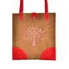 Brown red embroidered design suede leather vietnam embroidery tote bag