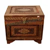 Wooden Carved Brass Inlay Medium Size Container Box