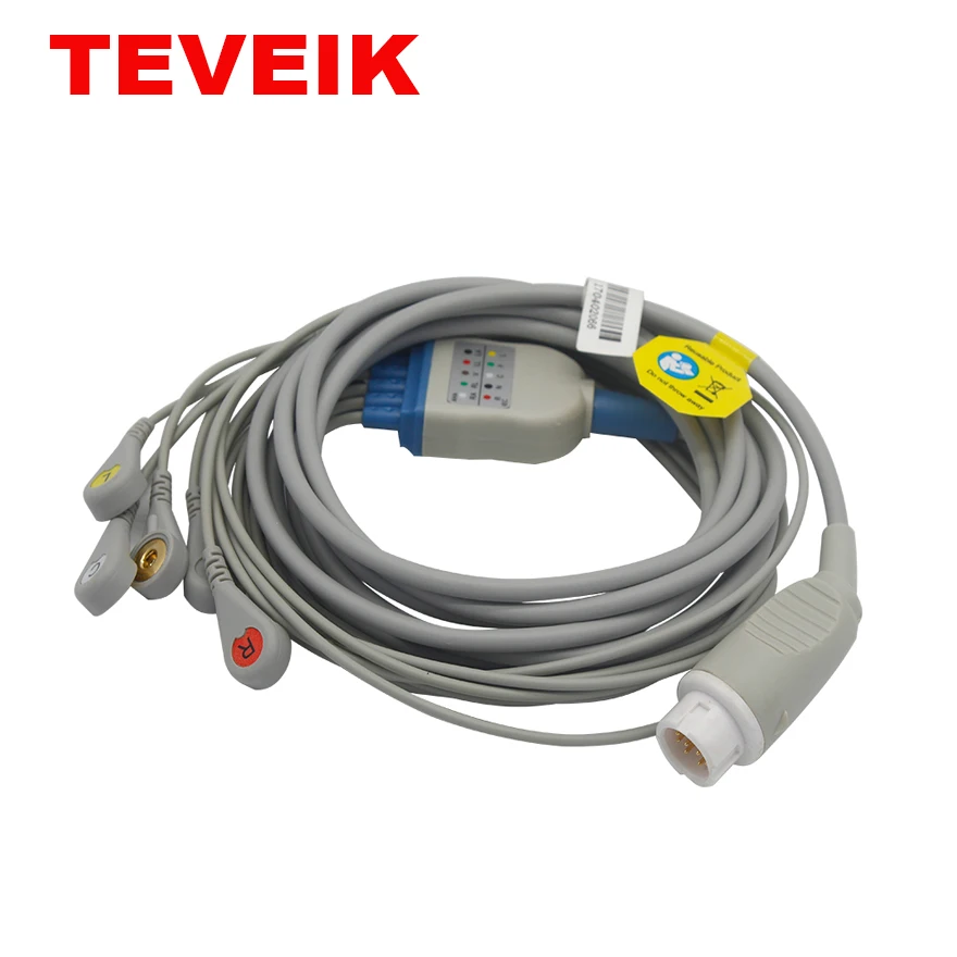 Medical supplies HP AHA round 12pin snap cable lead wire 5 lead ecg for M1722A/B.jpg
