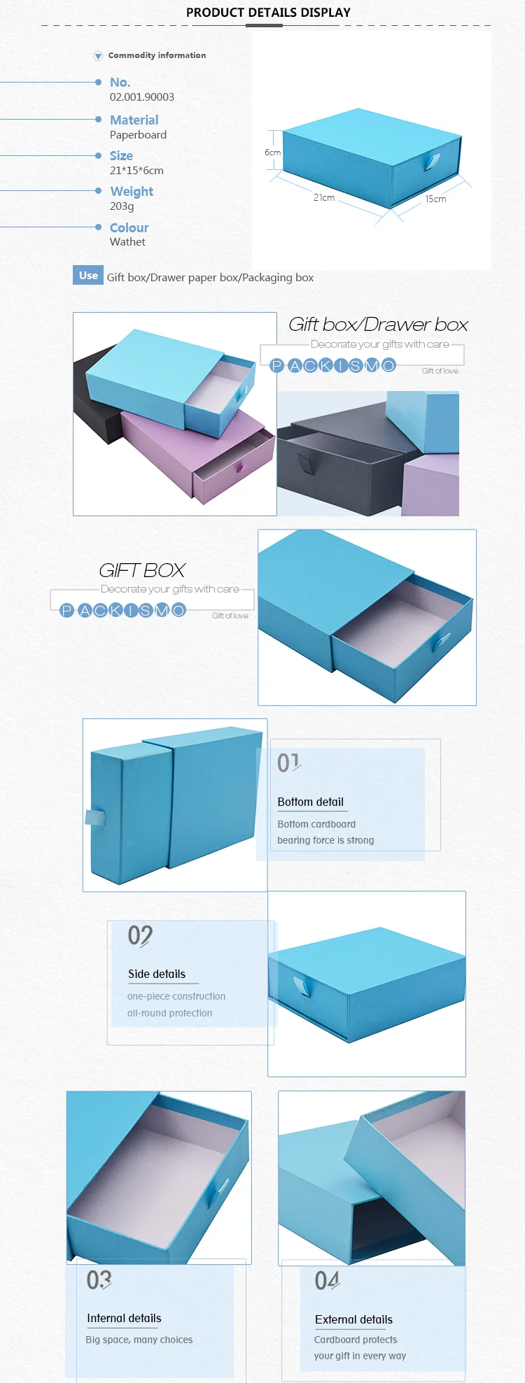 paper box folding sliding packaging storage gift box with drawer