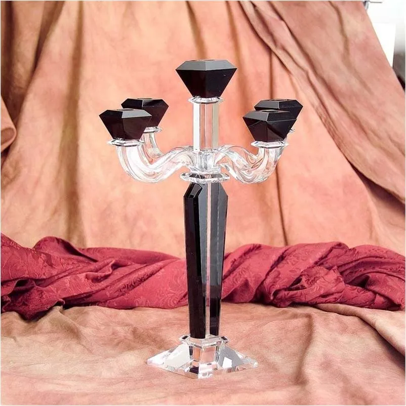 black candelabra/black crystal candelabra/black color candelabra, View