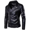 2019 Fashion Wholesale Multi Zipper Black Collar Men Motorcycle Leather Jacket for men