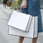 Customized kraft paper gift cheap white paper shopping bags with handles