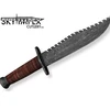 Damascus Steel Blade Military Bowie,DAMASCUS AND LEATHER HANDLE