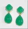 Smooth green onyx cab gemstone 925 sterling silver bride earring fine jewelry