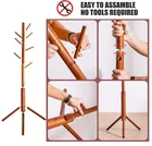 Coat Bamboo Wooden 3 Adjustable Sizes Coat Rack Tree With 8 Hooks Free Standing