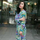 Young Fashion Long Sleeve Open Back V Shape Flora Print Short Casual Dresses