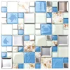 New Idea Tile Kitchen Bath Backsplash Wall Deco Glass Metal Marine Animals Icon Beach Style Inner Conch Sea Blue Mosaic Tile