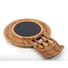 Kitchen round slate bamboo cheese board with knife set wholesale
