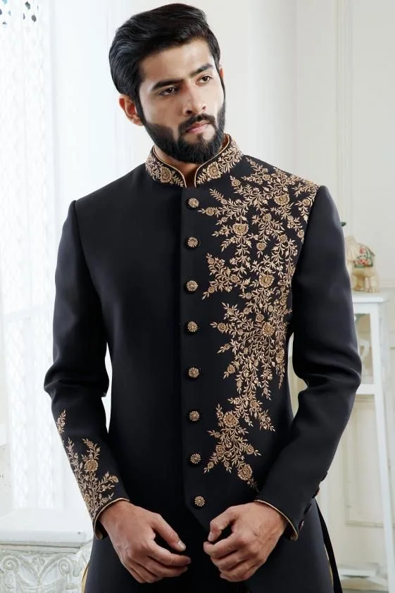 Handwork Sherwani Bandh Gala Blazer Suit Embroidery Wedding Attire For