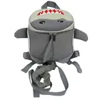 Cute Toddler Boys Water Resistant 3D Shark Animal Daybag Backpack Harness with Leash