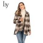Women's Casual Oversized Black White Grid Wool Blend Cocoon Coat
