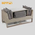 4PCS GARDEN FULL IRON MODERN GARDEN FURNITURE SOFA RATTAN SET OUTDOOR LEISURE