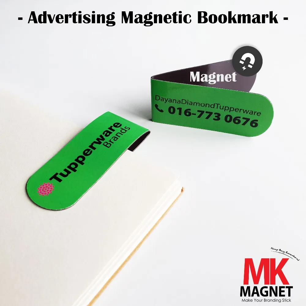 custom company info foldable magnetic bookmark for advertising