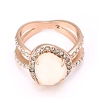 Pink stone shiny wedding rings jewelry women rose gold rings