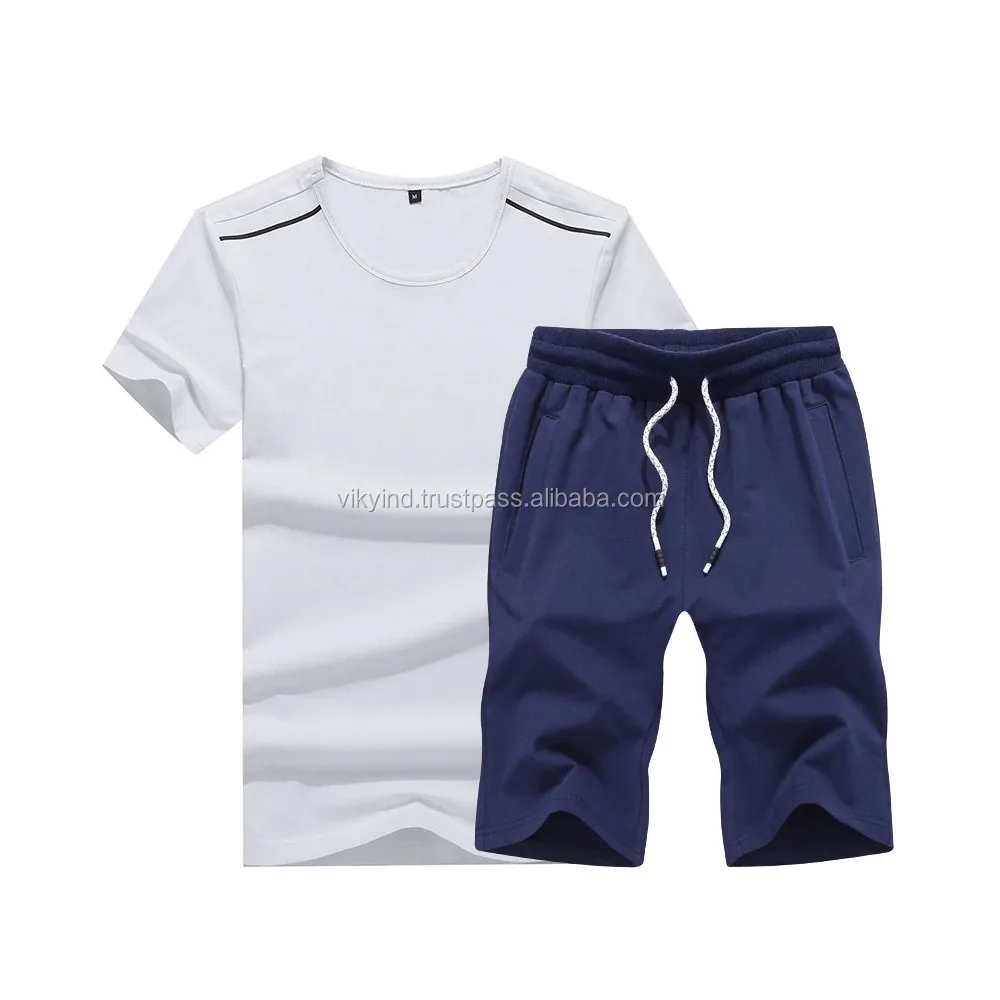 new fashion design mens sets custom color t shirt and short