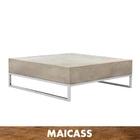Square Table Table Outdoor Silver Metal Frame Modern Concrete Square Outdoor Coffee Table