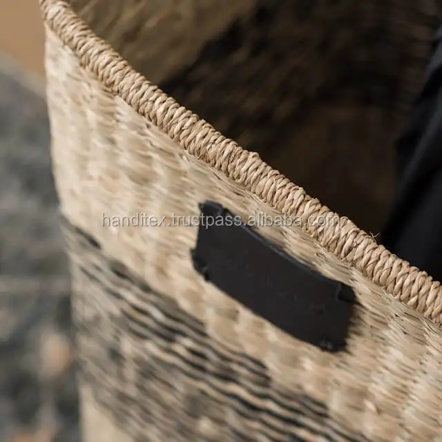 woven seagrass basket with handle for home decor laundry storage