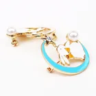 stocked metal brass rabbit enamel lapel pin with a pearl for pin games collection