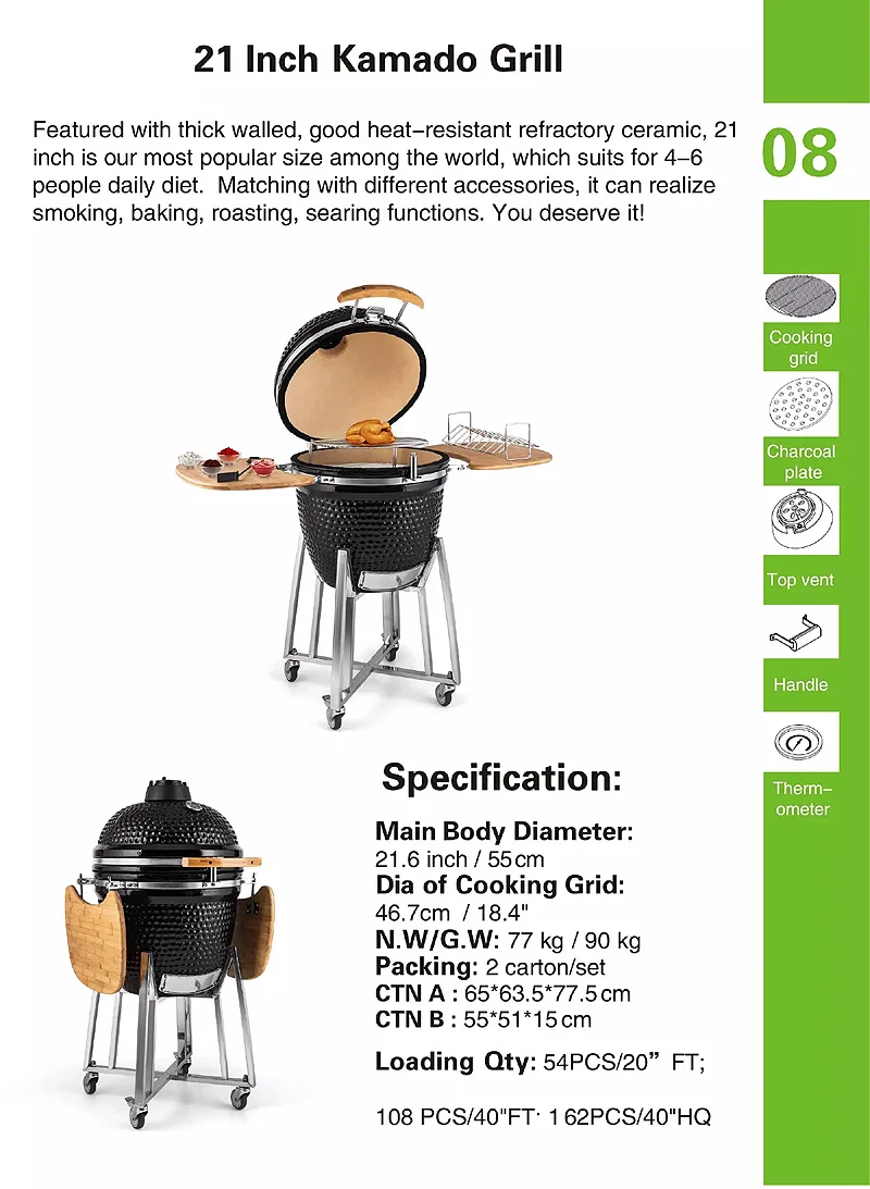 pieces         features: top vent: cast iron side table/handle