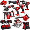 new Milwaukees M18 18-Volt Lithium-Ion Cordless Combo Tool Kit (15-Tool) with (4) 4.0Ah Batteries 3 Tools bags
