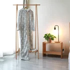 Ultra Warm Velvet Soft Stars Printing Flannel Fleece Sleepwear One-piece Hooded Pajamas