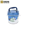 Tin box christmas custom Round Tin Carry Box Case with Zipper metal gift box large light blue cookie tin for kidss