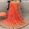 Peach New Embroidery With Stone And Khatli Work Sari Sana Silk Saree