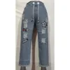 Women gray denim joggers jeans with sporty style and elastic waistband at best price