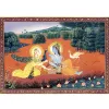 Radha Krishna Painting Religious Hindu God Goddess Very Fine Folk Art