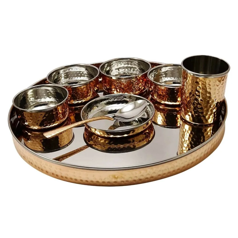 Tableware And Dinnerware Hammered Stainless Steel And Pure Copper