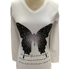 High quality and lower price with print studs and sttight bodycon top long sleeve top T-shirt