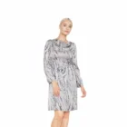 Fashion Mature Ladies Open Back Snake Skin Print Dinner Wear Decent Casual Dresses
