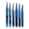 Isolation Lash Stick Tweezers / Classic & Volume Tweezers Blue Plasma Coated Tweezers Set Offer Custom Brand Name