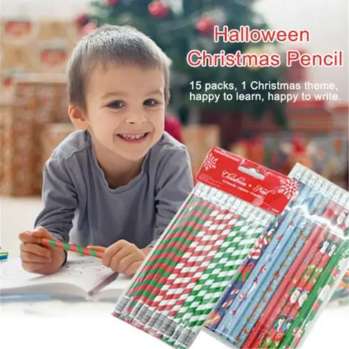 الخشب قلم رصاص HB الخشب القطب الكرتون الطلاب الاطفال قلم رصاص القرطاسية هالوين عيد الميلاد هدية للكتابة الرسم