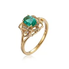 18K Gold Emerald Diamond Ring Gold jewelry cheap real gold rings