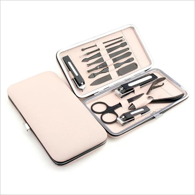 12 pcs manicure set nail clipper set for men and lady in pink pu