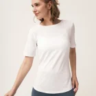 New Design Wholesale NJSY005W Fashion Unique Back Ribbon White Women's T Shirt Yoga Wear