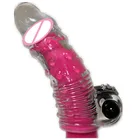 Vibrating Penis Sleeve Long Crystal Sex Toy Vibrator Cock Ring Condom For Men