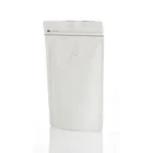 500g 16oz White kraft paper stand up coffee packaging pouch bag with valve and zipper
