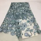 freshen flower pattern multi-color double sequin embroidery mint green lace fabric cotton lace fabric embroidery