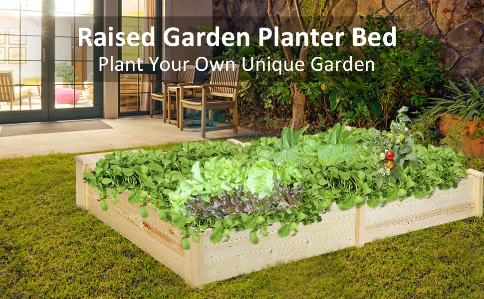 raised garden bed planter wooden elevated vegetable flower
