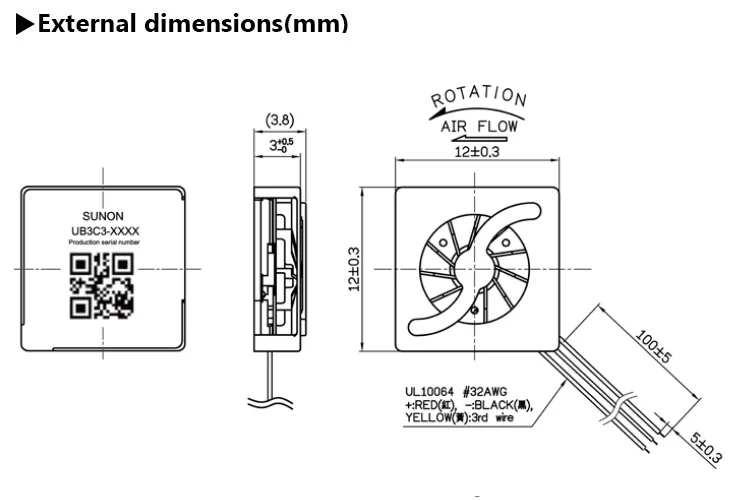 Small Brushless Blower, SUNON, 1203, 12x3, 12mm - detail 2