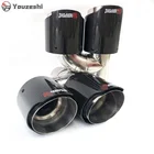 Left/Right h Type Real Carbon Fiber Stainless Dual Tip Exhaust Pipe Tail Muffler