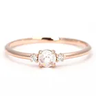 Engagement ring real rose gold forever love ring with zircon handmade clear glass