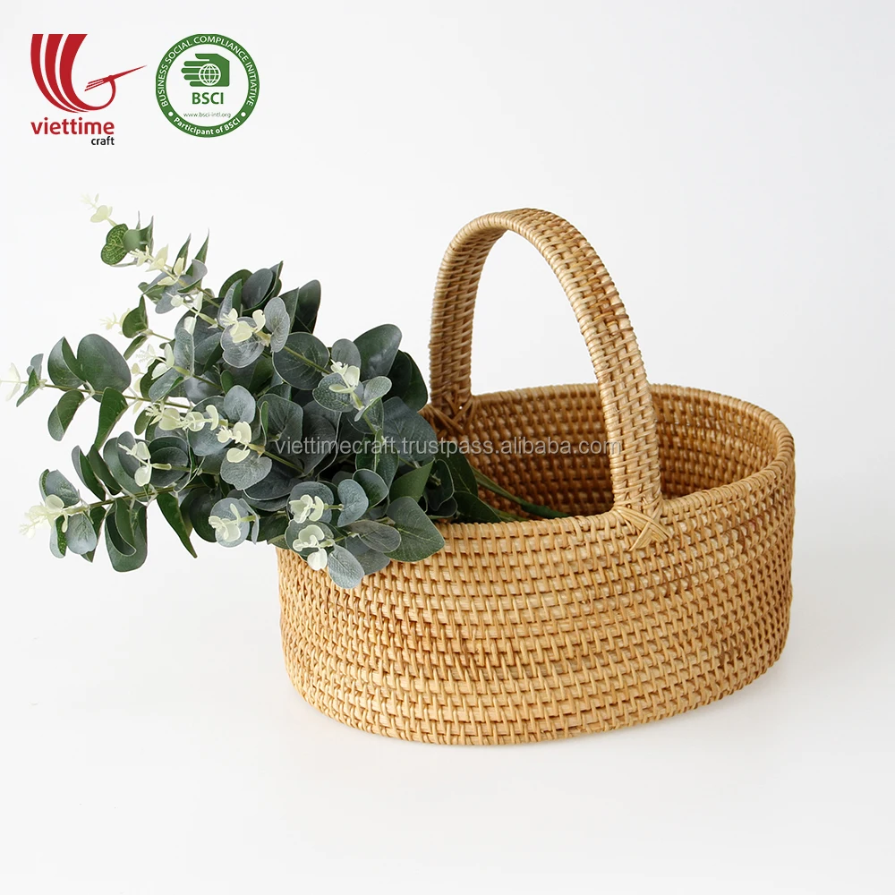 handwoven hanging wall rattan basket wholesale made in vietnam