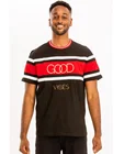 Black Tshirt Gold Font Good Vibes Short Sleeve Basic Color Block Stripes Good Vibes Tshirt Gold Font 100% Cotton