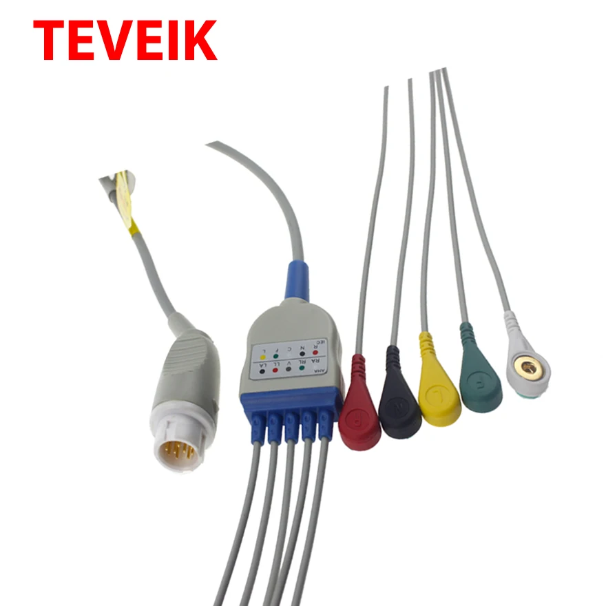 Medical supplies HP AHA round 12pin snap cable lead wire 5 lead ecg for M1722A/B.jpg